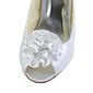 Women S Satin Cone Heel Peep Toe Pumps Sandals With Satin Flower