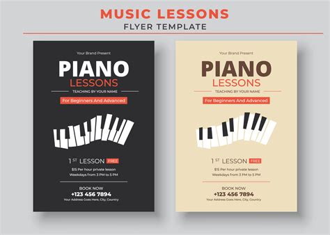 Music Lessons Flyer Template Piano Lessons Poster Music Class Poster Guitar Lessons Poster