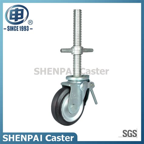 5 Steel Core Rubber Threaded Stem Swivel Locking Scaffold Caster