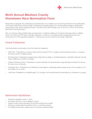 Fillable Online Redcross Ninth Annual Madison County Hometown Hero