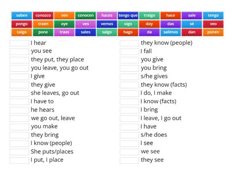 Irregular Yo Form Verbs Match Up