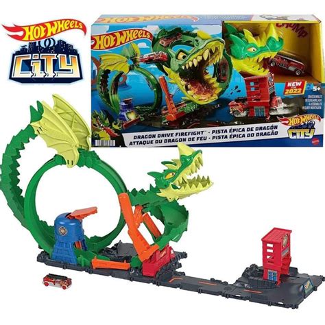 Hot Wheels Игровой трек Сити Огневой бой с драконом HDP купить с доставкой по выгодным
