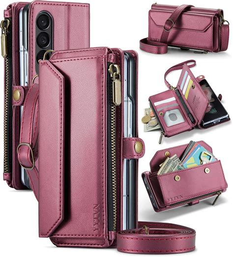 Yytvn For Samsung Galaxy Z Fold 3 Wallet Case With Zipper Card Holder And Crossbody