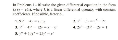 Solved In Problems 1 10 Write The Given Differential