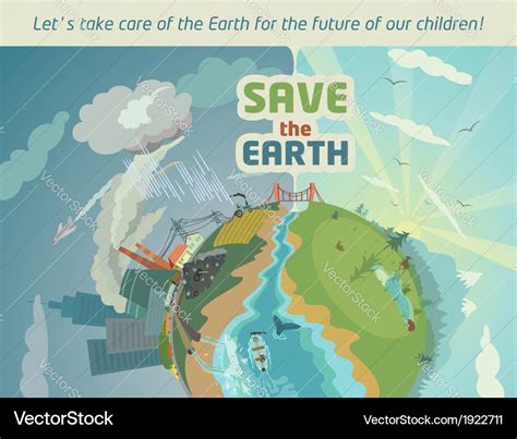 Save The Earth Eco Poster Royalty Free Vector Image