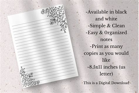 Printable Floral Lined Paper Lined Paper Wide Ruled Paper College