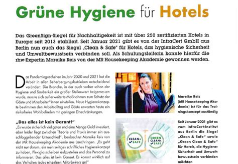 Green Clean Safe Im Rhw Management Magazin GreenSign Institut