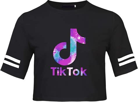 Queenromen Tik Tok Damen T Shirt Kurzärmelig Gestreift Kurze Ärmel Modisch Musik Kurzes