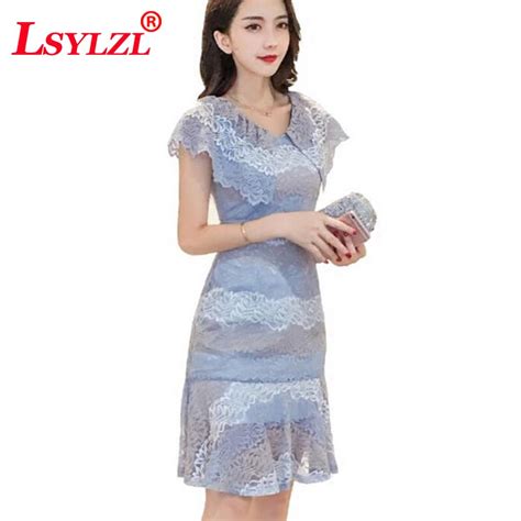 Lace party dress Splice V neck Cloak Sleeves Dresses short sleeve stripe vintage elegant evening ...