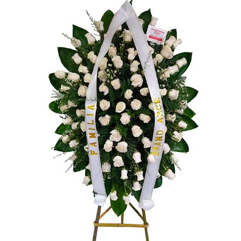 Corona Funebre Blanca Cinta en V Entregas Hoy Floristería Cali