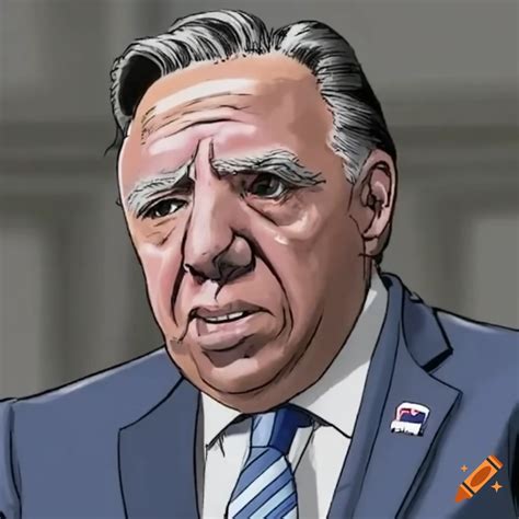 Cartoon portrait of a furious françois legault