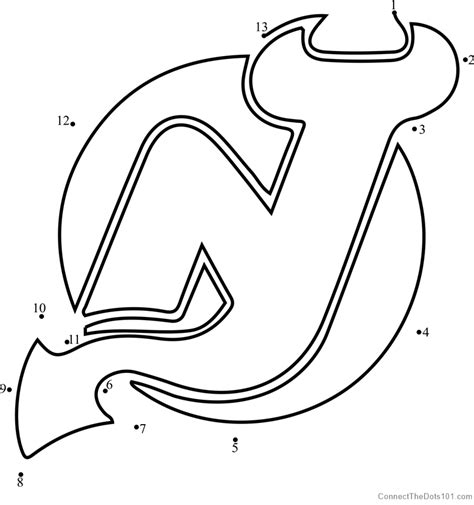 New Jersey Devils Logo dot to dot printable worksheet - Connect The Dots