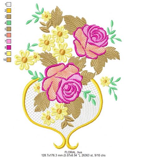 Amazing Colorful Flowers Embroidery Free Digital File Embwin