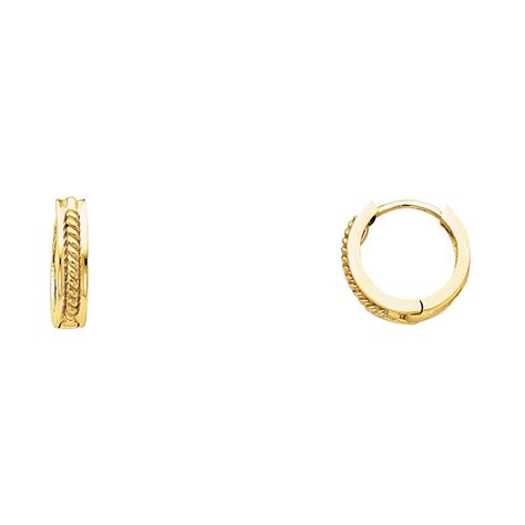 14k 2t 25mm Square Huggies Earrings With Twisted Rope Oropalace