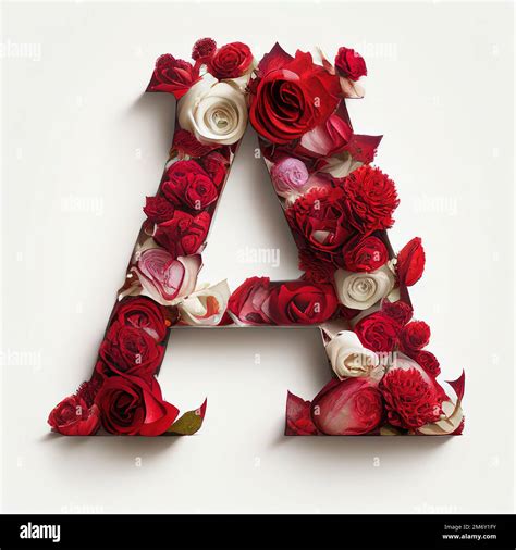 Flower Decorated A Letter Filled With Red Roses And In Bold On Clean