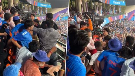 Spectators Fight During India Vs Afghanistan Cwc 2023 Match At Arun Jaitley Stadium In Delhi