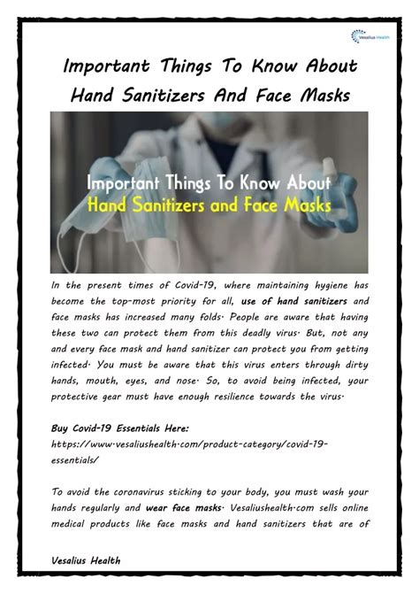 Ppt Important Things To Know About Hand Sanitizers And Face Masks Powerpoint Presentation Id