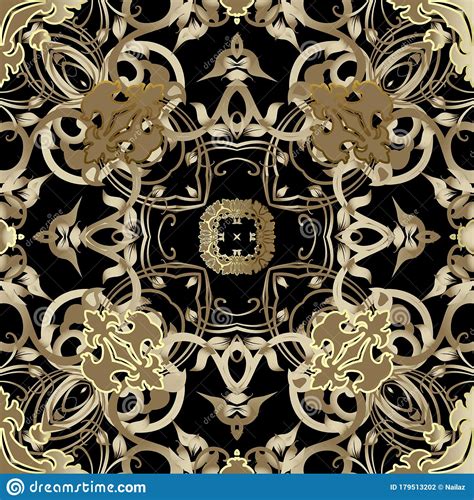 Baroque Vector Seamless Pattern Old Style Floral Damask Background