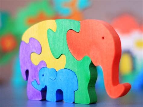 Personalized Wooden Elephants Puzzle Wooden Toy Personalized Etsy