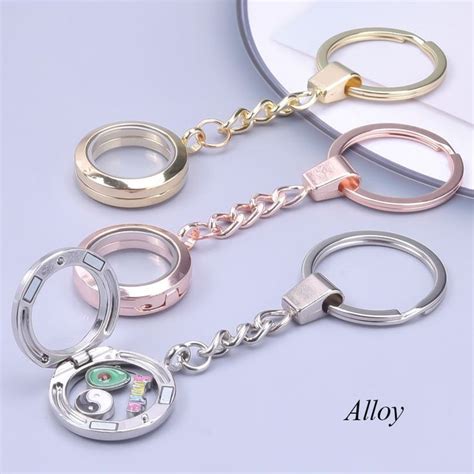 Glass Locket Keychain Fillable Floating Locket For Gemstones Sand Ashes