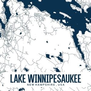 Lake Winnipesaukee Printable Map Lake Winnipesaukee Wall Art