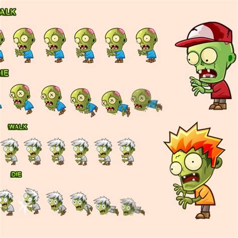 5 Zombies Sprites Game Character Design Zombie Cartoon Zombie Walk