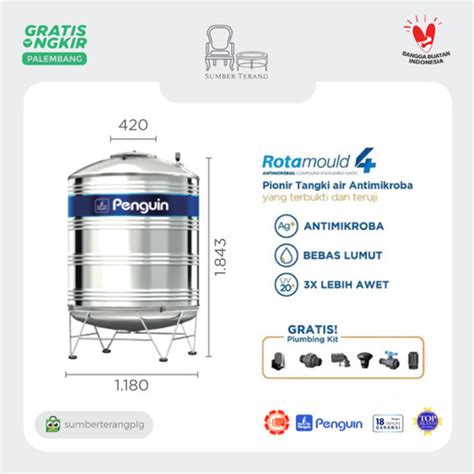 Jual Tandon Toren Tangki Air Penguin Stainless Steel TBSK 1500 Liter