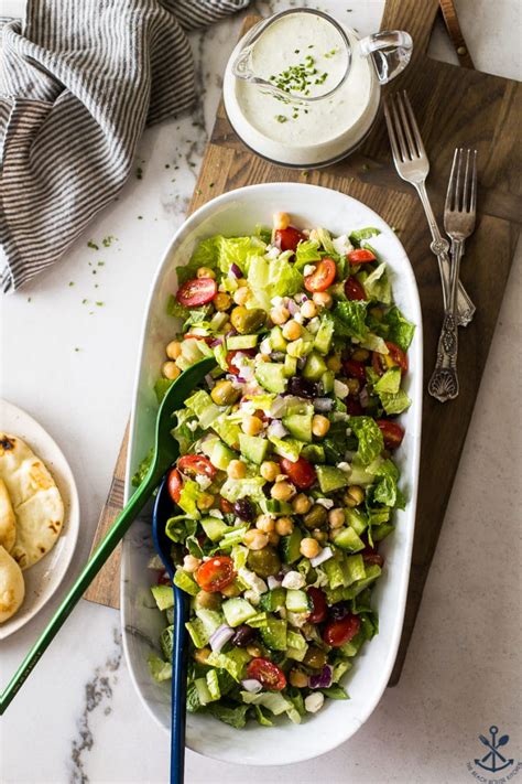 Greek Chickpea Salad With Green Goddess Dressing The Beach House Kitchen