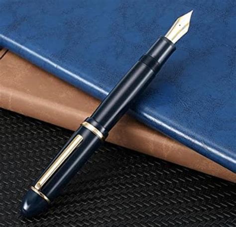 GOLD LEAF Jinhao X159 Extra Fine Nib Fountain Pen Navy Blue With Golden