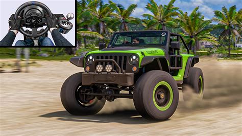 Jeep Trailcat Offroading Forza Horizon 5 Steering Wheel Shifter Thrustmaster T300 Gameplay