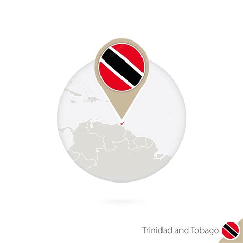 Mapa Y Bandera De Trinidad Y Tobago En Círculo Mapa De Trinidad Y Tobago Pin De Bandera De