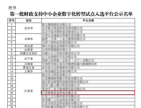 全国首批！欧软云入选国家工信部第一批财政支持中小企业数字化转型试点平台名单欧软云