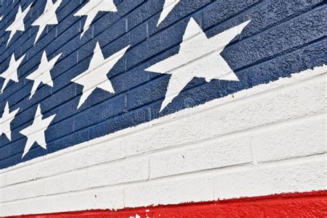 American Flag Painted Brick Wall Stock Image Image Of Stripes Angle