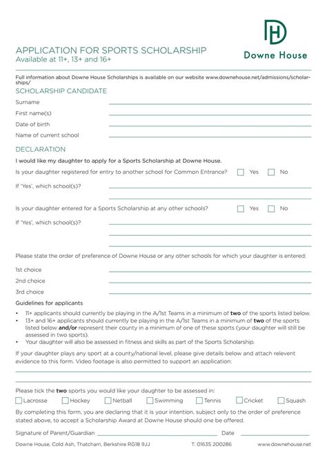 Application For Sports Scholarship By Downe House School Issuu