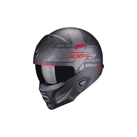 Casque Scorpion Exo Combat Ii Xenon Noir Mat Rouge