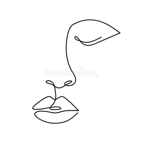 Continuous Line Woman Abstract Face One Line Art Stock Vector