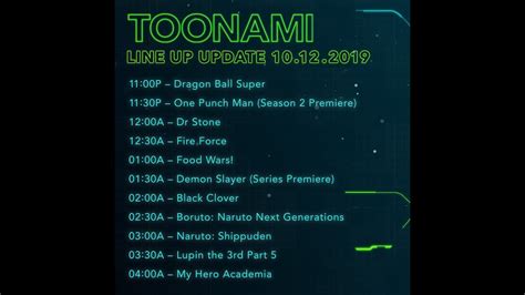 The New Toonami Line Up For October Youtube