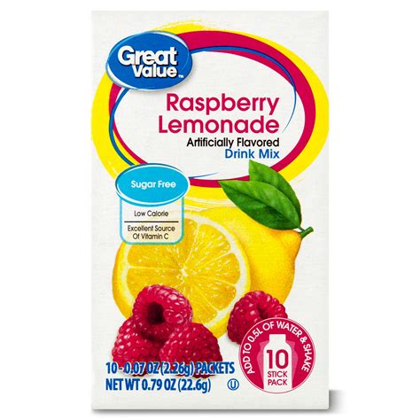 Great Value Sugar Free Raspberry Lemonade Drink Mix 007 Oz 10 Ct