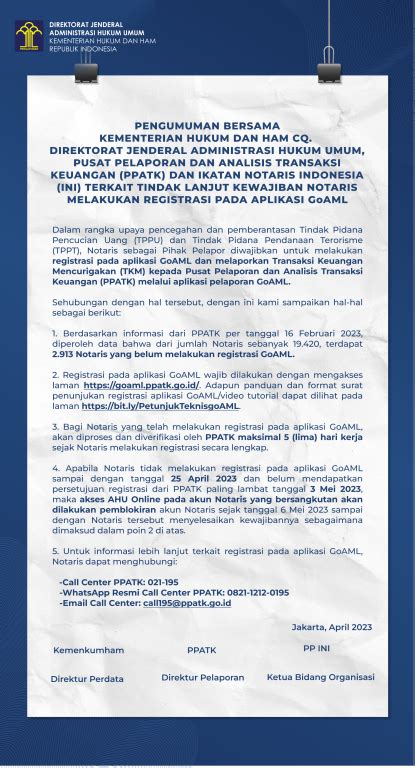 Pengumuman Bersama Direktorat Jenderal Administrasi Hukum Umum