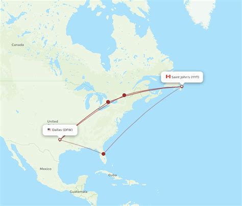 All Flight Routes From St Johns To Dallas Yyt To Dfw Flight Routes