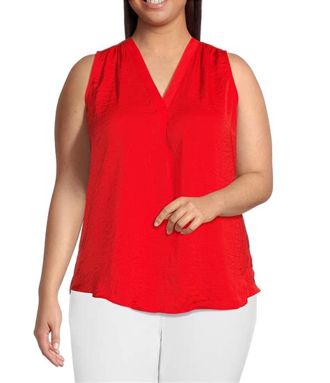 Vince Camuto Plus Size Sleeveless V Neck Rumple Blouse Dillard S