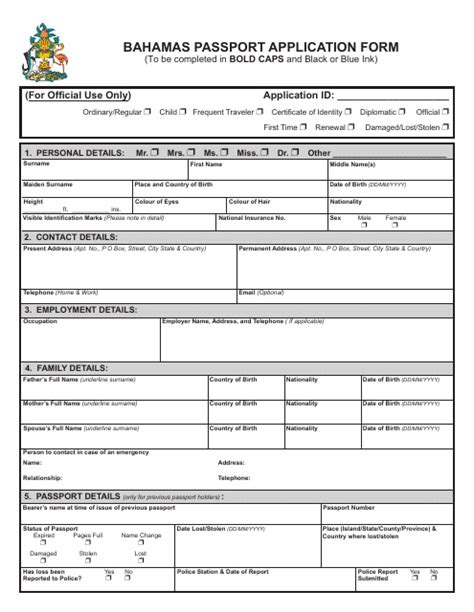 Bahamas Bahamas Passport Application Form Fill Out Sign Online And