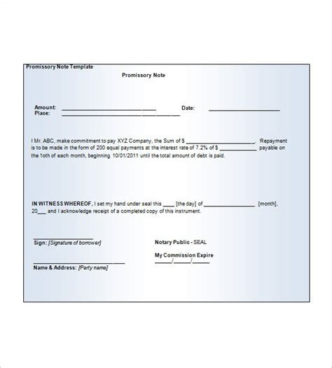 Blank Printable Promissory Note Printableblank Net