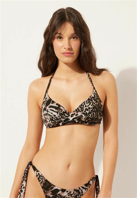 Calzedonia Elegant Animalier Bikini Top Braun Elegant Animalier