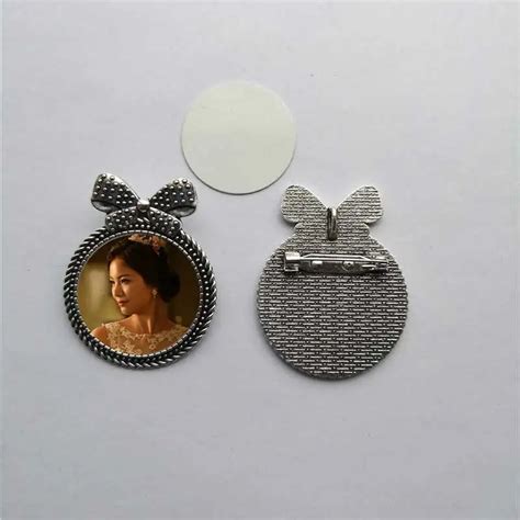 Sublimation Blank Pins Brooches Fashion Bow Ancient Silver Pin Brooch