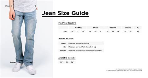 Mens Denim Size Guide Bluenotes