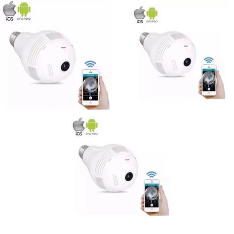 Kit Camera Ip Seguraca Lampada Vr Panoramica Espia Wifi V Vr