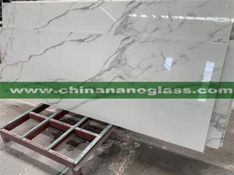 Artificial Stone Nano Glass Calacatta White Marble Slabs For Interior