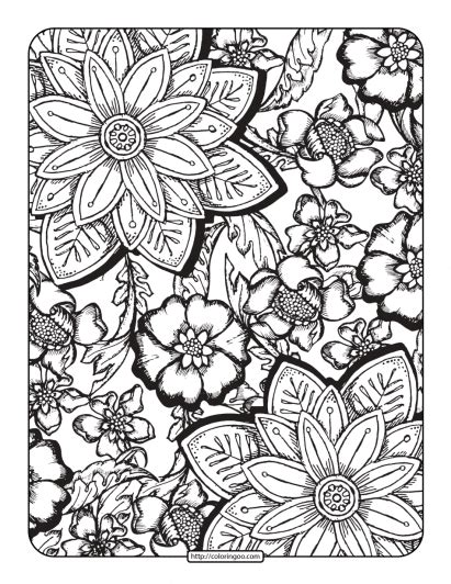 Free Printables Floral Coloring Page For Adults