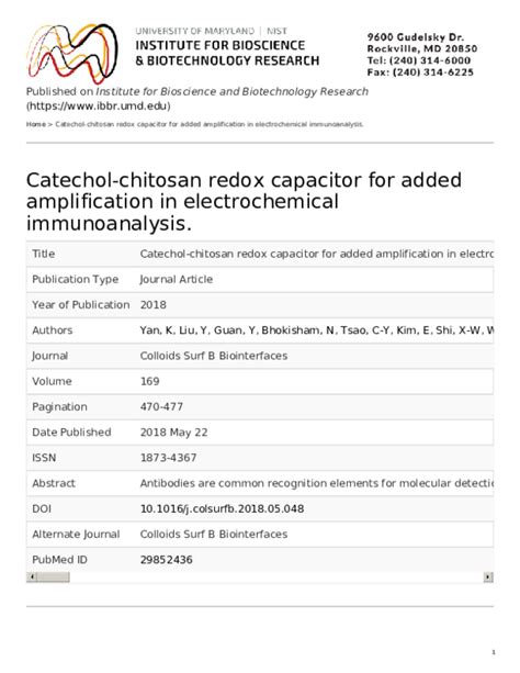 Pdf Catechol Chitosan Redox Capacitor For Added Amplification In Electrochemical Immunoanalysis